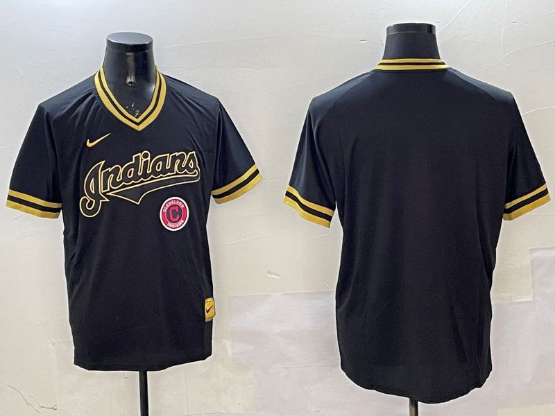 Men Cleveland Indians Blank Black Gold Game 2025 Nike MLB Jersey style 3->cleveland indians->MLB Jersey